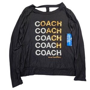 Beachbody Team Coach Long Sleeve Open Back Graphic Top M Workout Gym Athleisure